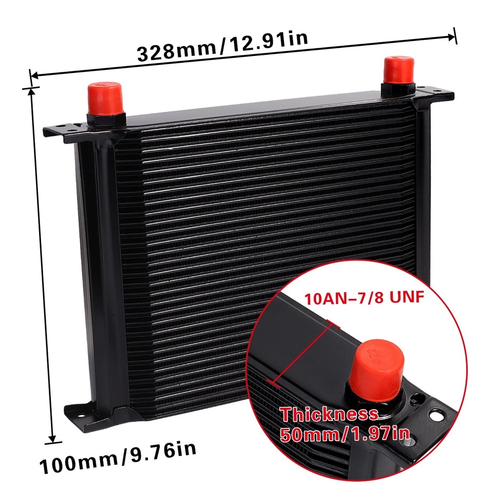 30 Rows Oil Cooler 10AN Stacked Plate Transmission Engine Cooler Universal Black - Image 2 of 4