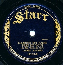 LIONEL PARENT on 1938 Starr 16113 (Canada) - L'Amour Est Passe Pres De Vous