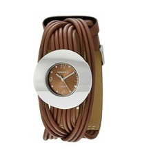 Nemesis Brown/Silver Tangled Ladies Watch with Leather Band Womens Girls Petite