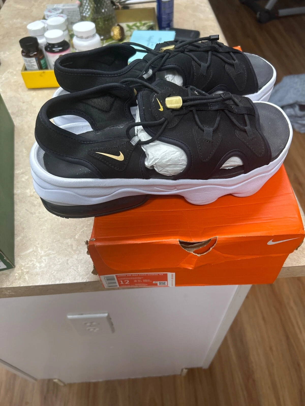 NIKE W Air Max Koko sandalo bianco nero oro donna taglia 12