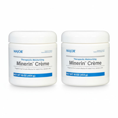 2 Pack Major Therapeutic Minerin Creme For Sensitive, Dry Skin 16Oz (454 g) Each