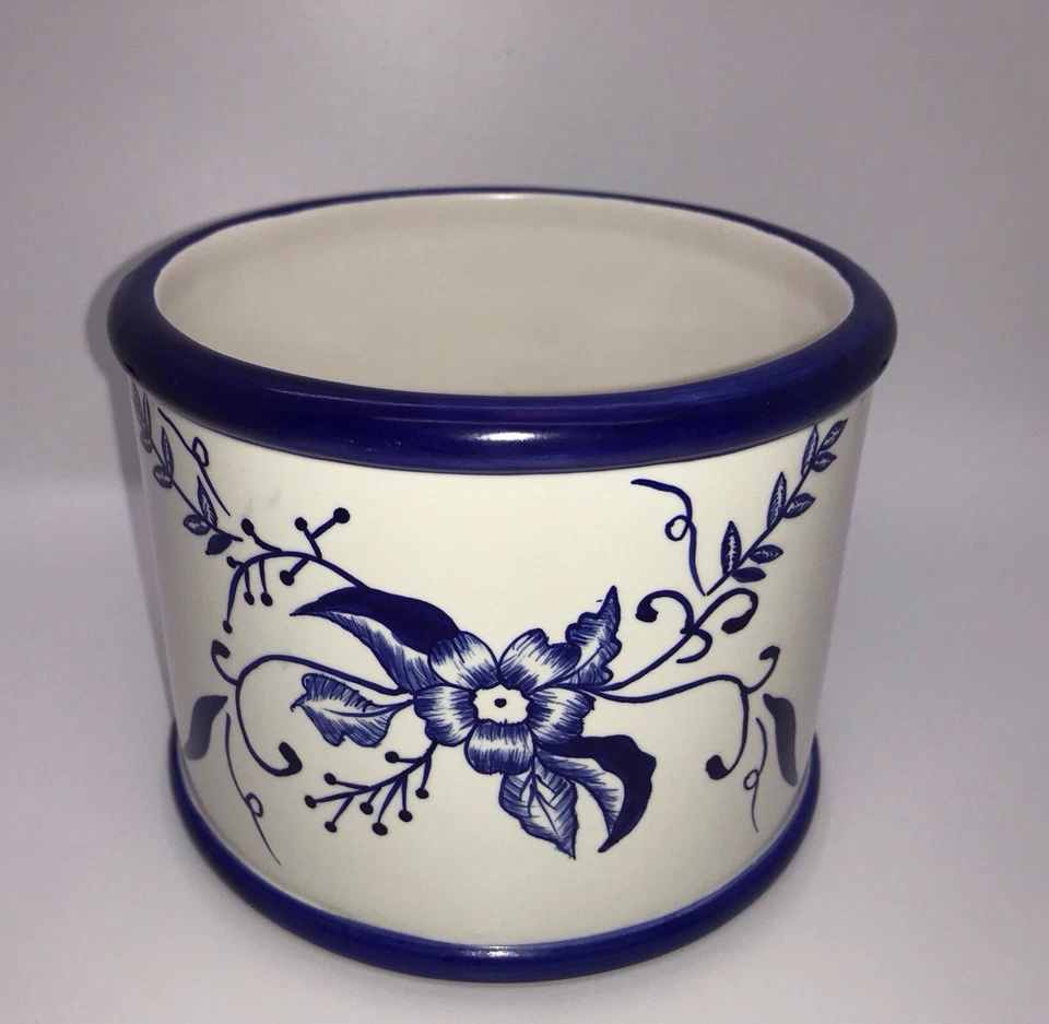 Lámpara de vela de cerámica Warm Touches Blue Toile Cottagecore Shabby Chic granja  Foto 3 de 4