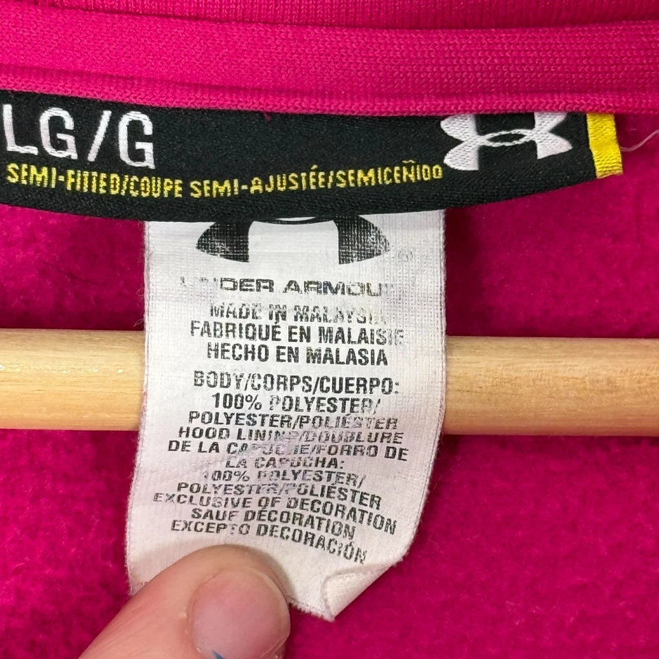 Sudadera con capucha Under Armour para mujer cremallera completa rosa negra estampado de logotipo talla grande Foto 4 de 4