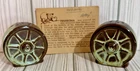 FRANKOMA WAGON WHEEL Salt & Pepper Shaker Prairie Green Pottery FREE-SHIP