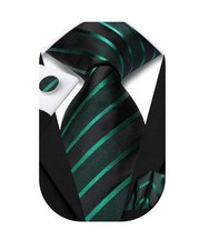Mens Paisley Striped Tie and Handkerchief Cufflinks Tie Set for Men Wedding B...