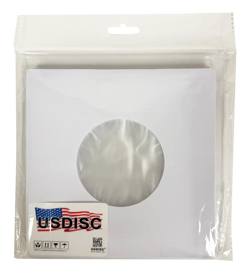 USDISC Record Inner Sleeves 7", 45 RPM, Polylined, Square Corners (White) Lot