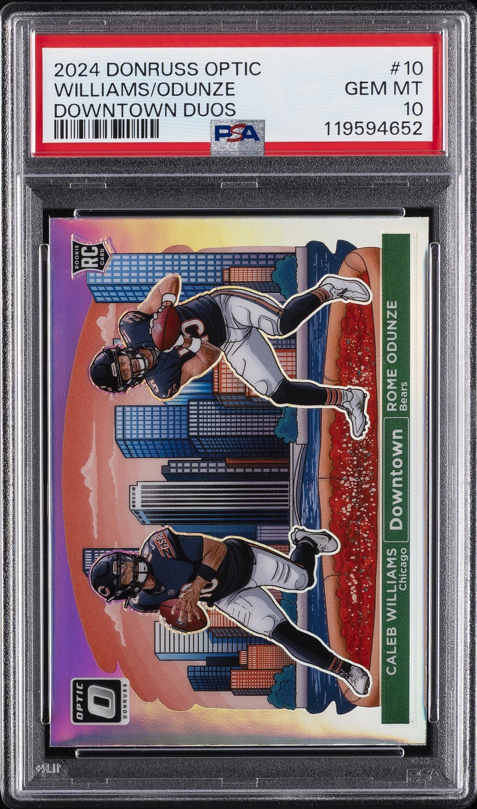 2024 PANINI DONRUSS OPTIC DOWNTOWN DUOS #10 CALEB WILLIAMS/ROME ODUNZE PSA 10