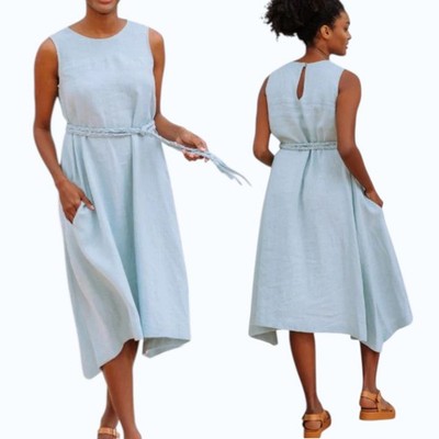 chinese dress ladies Italian Magic Fit Linen Dress