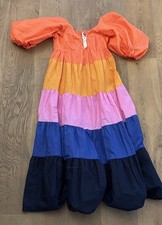 NWT FARM RIO BY ANTHROPOLGIE tiered color block maxi dress size xs