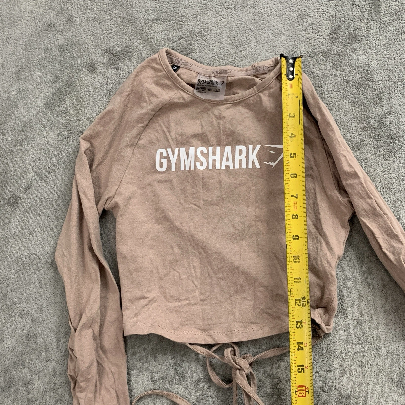 gymshark long sleeve crop lace tie thumb holes workout gym shirt