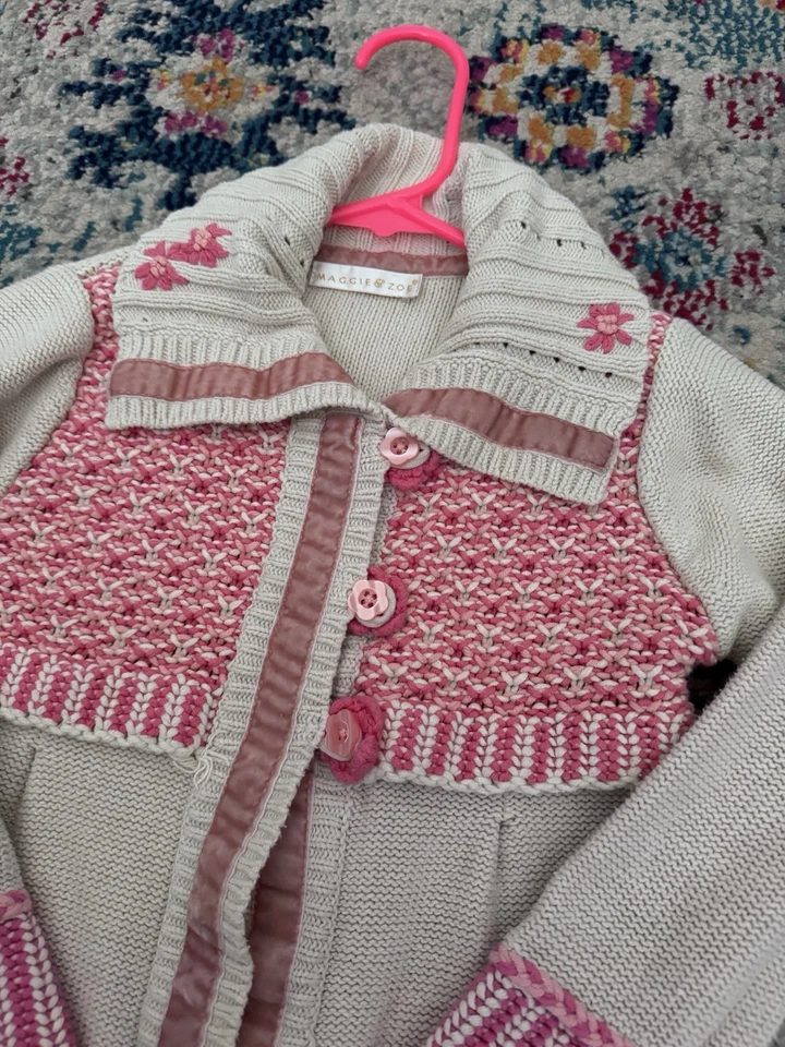 Maggie & Zoe Girls Chunky Knit Cardigan Sweater Grandpa Sweater Size Small - Image 4 of 4