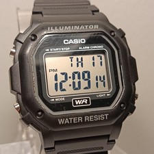 Casio F-108WH Illuminator Digital Watch Black/Black 3224 Date Day New Battery