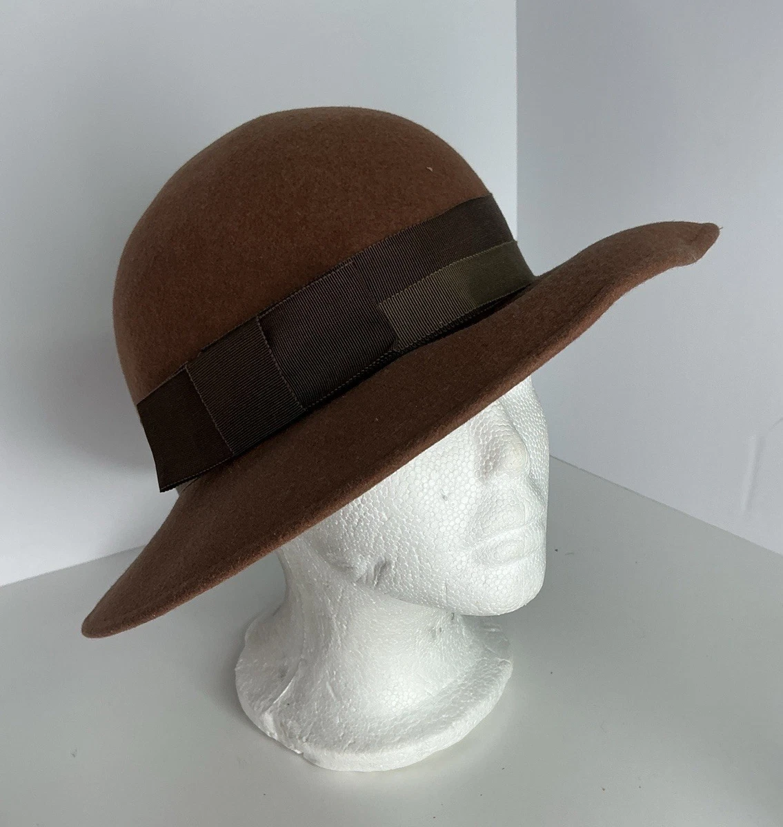 Vintage Adolfo II Doeskin Wool Felt Fedora Wide Brim Hat Brown Wrap Scarf 70s Wide Brim 100% Wool 1970s Vintage Hats for Women for sale | eBay main image 3