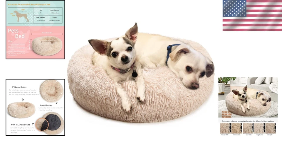 Cama hipoalergénica para perros con fondo antideslizante - acogedora y lavable a máquina, beige Foto 2 de 4