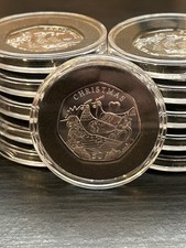 2025 Isle of Man Christmas Carol "Three French Hens" 50p uncirculated from bag