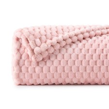 BEDELITE Fleece Blanket - 3D Jacquard Decorative Pink Throw Blankets for Cou...
