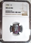 NGC MS-63 BN 1904 Indian Head Cent, Gorgeous, Vibrantly Toned specimen!