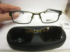 NEW Revolution Eyeglass Frame W/ Magnet sun shade REV732 OLIVE 50-17-140 w/case 