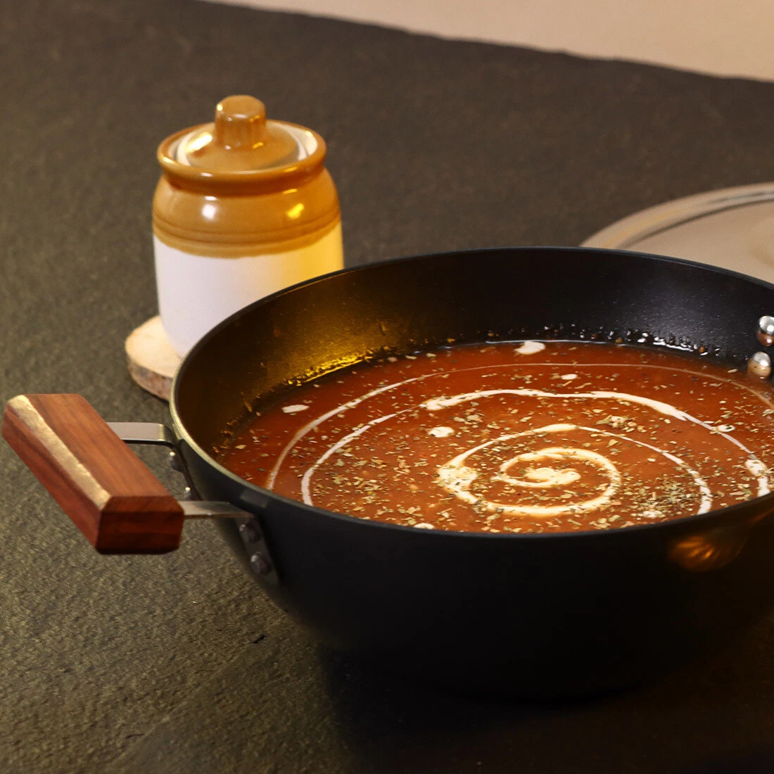 Wonderchef Ebony Hard Anodized Wok with Steel Lid and Wooden Handles, 24cm, 28cm