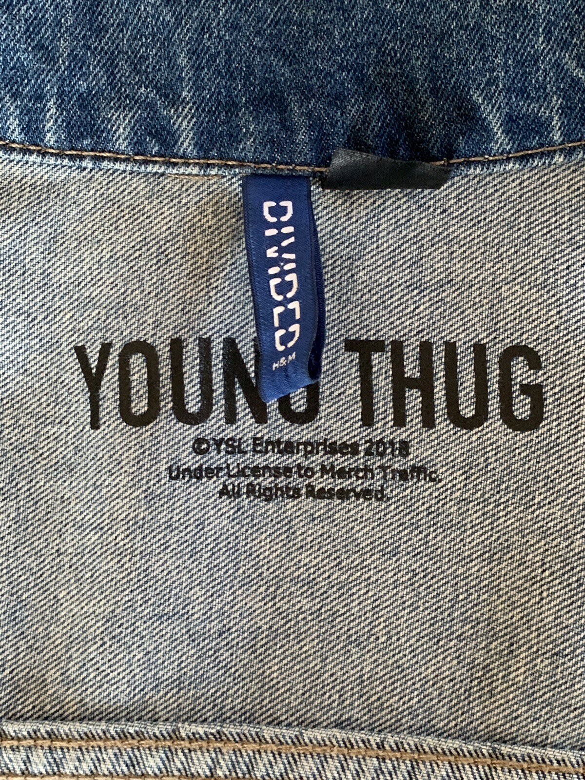 Men's YOUNG THUG Denim Cherub Jacket SMALL Mint Condition Sold out at stores NWT image 4