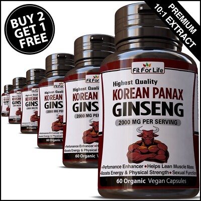 Korean Red Panax Ginseng Extract 20,000mg Pills Male Performance Libido Power