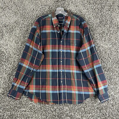 Gant Chelsea Twill Red Blue Plaid Button Up Men s XL Dress Shirt