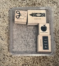 Stampin Up School Wood Mounted Rubber Stamp 1993 Set of 4 Retired
