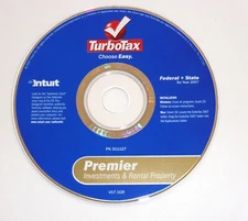 Intuit TURBOTAX PREMIER 2007 Federal and State CD-ROM disc for Windows and Mac