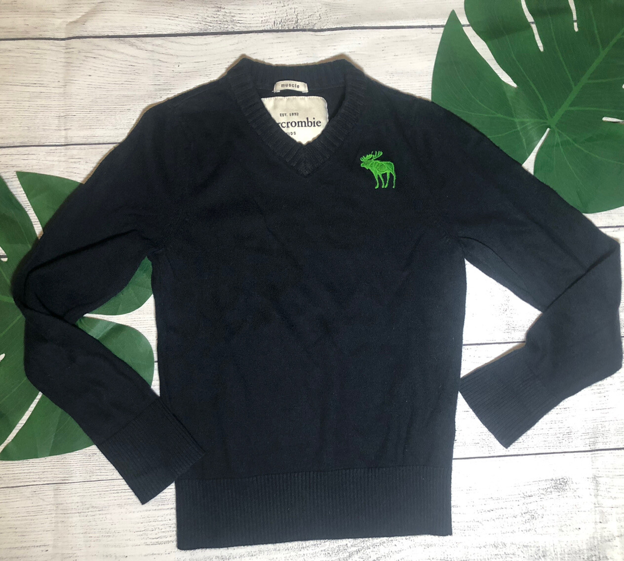 Abercrombie Kids Boys Blue  V-Neck Long Sleeve Sweater Pullover Sweatshirt  Sz S image 2
