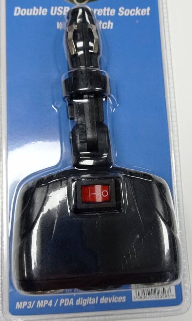 Double 12v USB Cigarette Socket Switch Power Adaptor Phone Ipad Car Caravan 3568