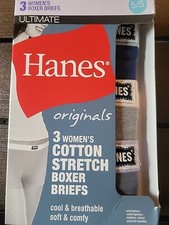 HANES 3 Pk Ultimate Stretch Cotton Blue, Gray Boxer Brief Panty Small/5