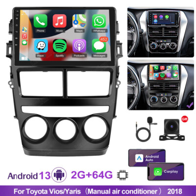 2G+64G Android 13 Carplay Car Stereo GPS Radio  for Toyota Yaris Vios 2018-2020