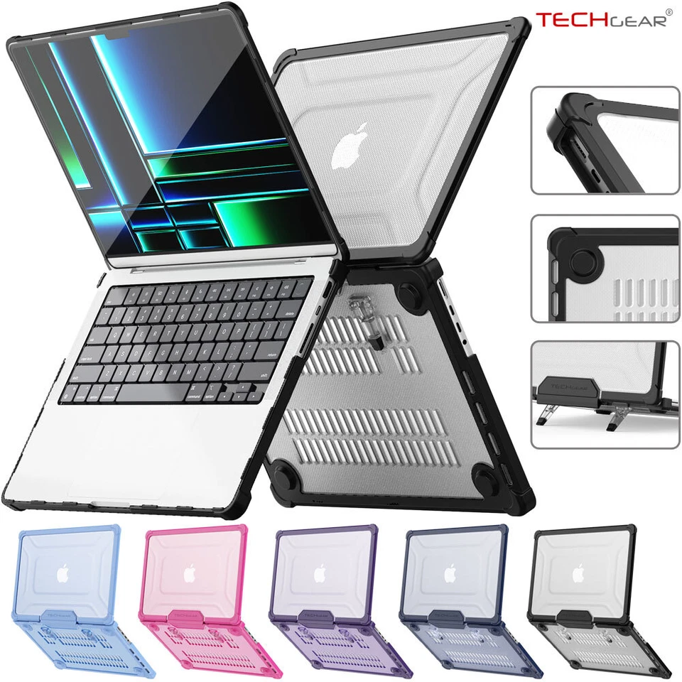 TECHGEAR For MacBook Air / Pro 13 14 15 16 Heavy Duty Hard Shell Stand Case Tough Cover