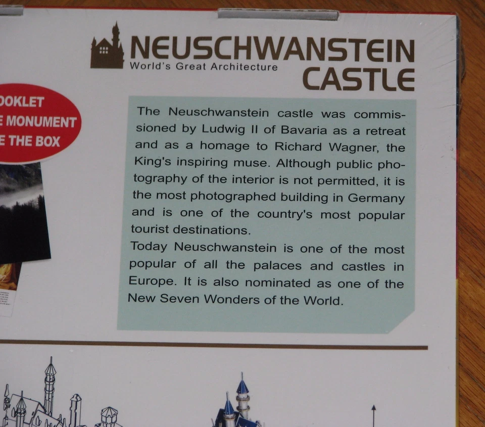 Neuschwanstein Castle Germany - CubicFun 3D Puzzle 98 Pieces - Sealed - Image 4 of 4
