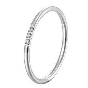 Authentic Women 1mm Thin Silver Gold Plated CZ Inlay Stackable Ring Band