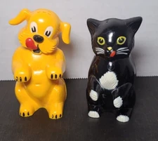 VTG Kennel Ration Fido Fifi Salt Pepper Shakers F&F Mold Die Works USA Black Cat