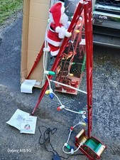 Vintage 1994 MR CHRISTMAS STEPPING SANTA LADDER CLIMBING ANIMATED MUSICAL