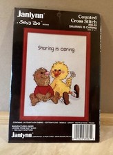 JANLYNN CROSS STITCH KIT "SHARING IS CARING ” SIZE 5 x 7 INCHES WITH FRAME.