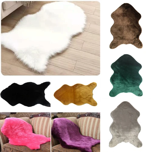 Large Faux Fur Sheepskin Rug Fluffy Mat Room Sofa Bed Hairy Shaggy Floor Carpet - Picture 1 of 23