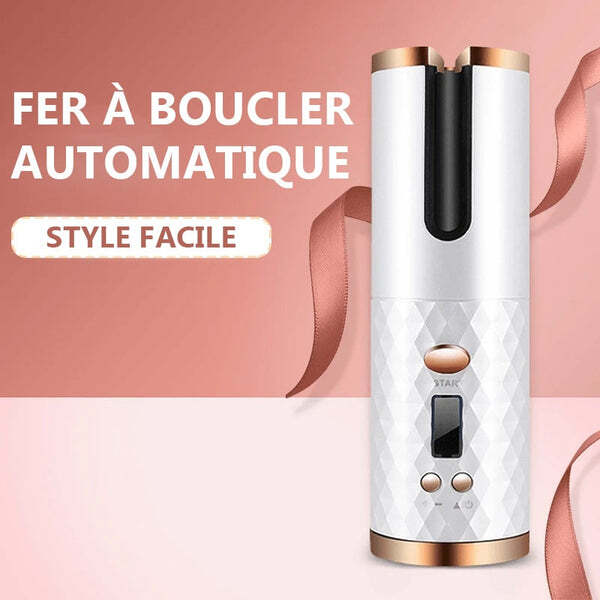 Fer à friser à rotation automatique sans fil rechargeable en céramique Rose Gold