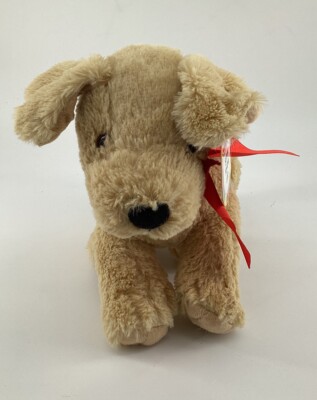 Melissa Doug Yellow Lab Puppy Dog Plush Stuffed Animal Tan w/Red Bow 12”  LN