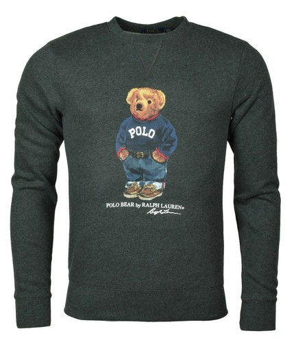 Polo Ralph Lauren Para Hombres Cuello Redondo Sudadera polo bear  Gráfico-Gris-Pequeño | eBay