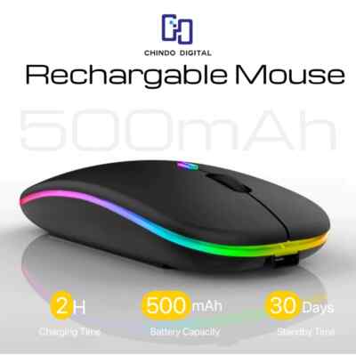 Mouse Bluetooth Rechargeable Wireless Mouse Ultra-thin Silent LED Colorful