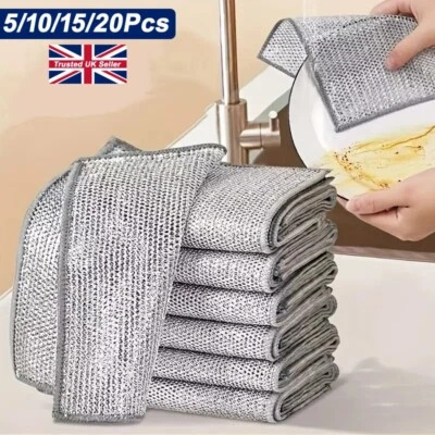 ✅5/10/20Pcs Multipurpose Wire Dishwashing Rags for Wet & Dry Cleaner Dish Cloths