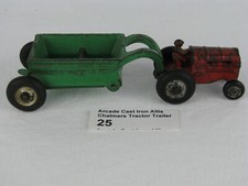 Antique 1920-30s Arcade Cast Iron Allis Chalmers Tractor Bottom Dump Trailer 25