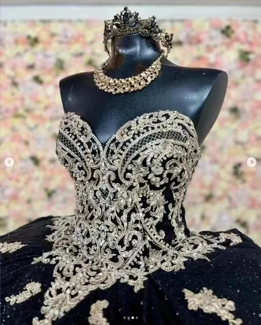 black and gold princess dress Luxury Evening Dress Princess Black Gold