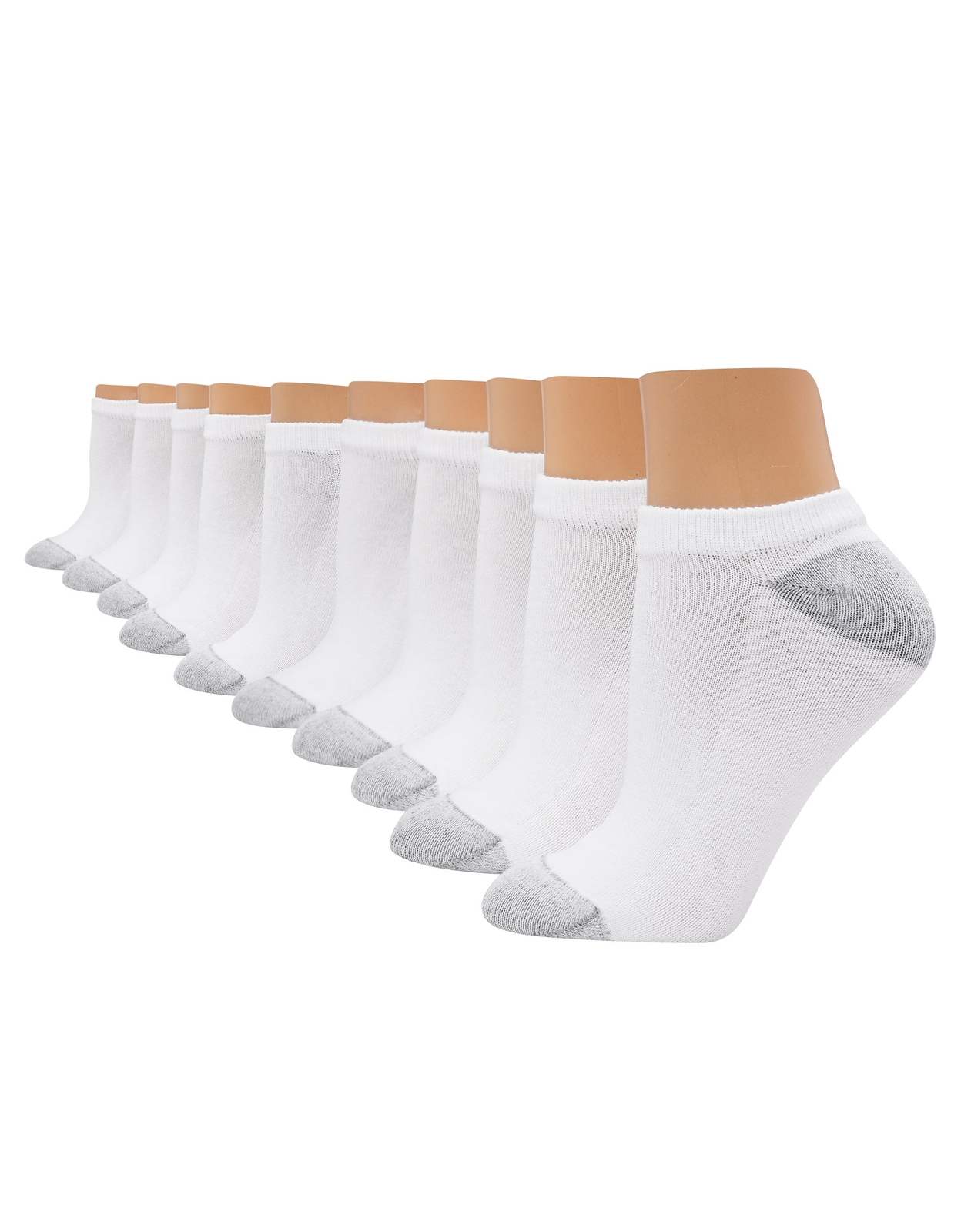 Hanes 10-Pack Women's No-Show Cushion Socks Comfort Toe Sizes 10-12