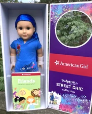 American Girl Truly Me #90 Blue Eyes, Blue Hair 18in Doll & Book NIB Skater Chic