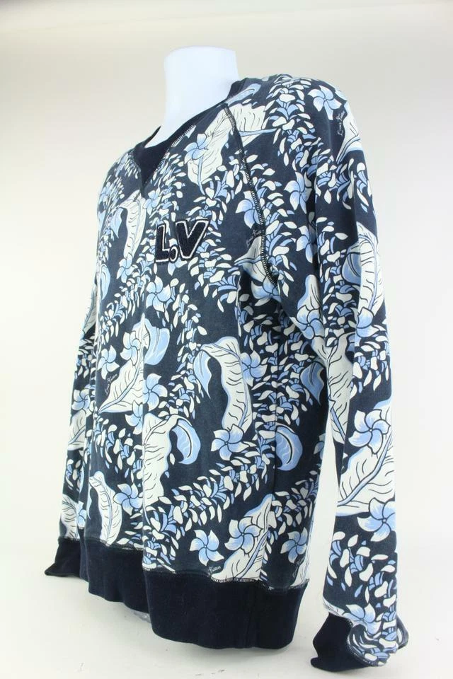 LOUIS VUITTON（LV） Felpa Louis Vuitton Uomo L Virgil Abloh Navy Varsity Foglie Stampata foglia