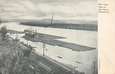 Coal Fleets on Ohio River Pittsburgh Pennsylvania PA Postcard 4048